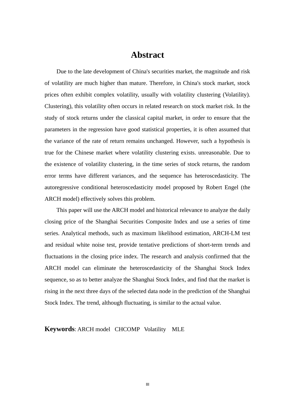 金融学院投资学 上证指数收盘价的波动集群性分析及价格预测_第3页