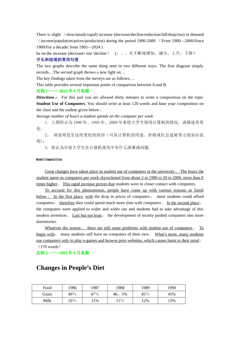 英语四级表格和图表题型作文写作策略_第2页