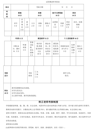 英语培训学校教师考核