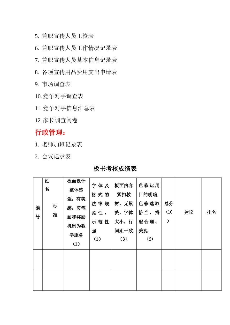 英语培训学校管理各类表格_第3页