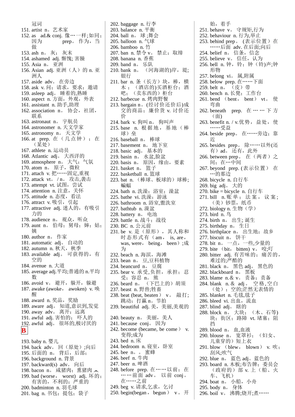 英语学业水平测试英语词汇表_第2页