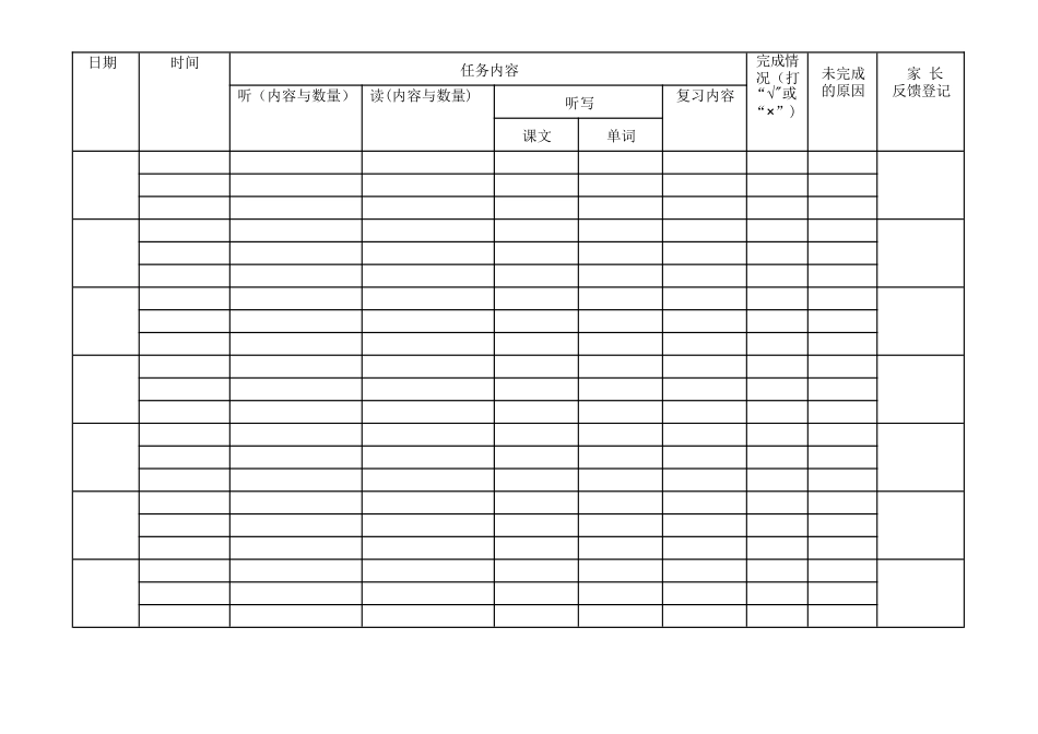 英语学习计划安排表格_第2页