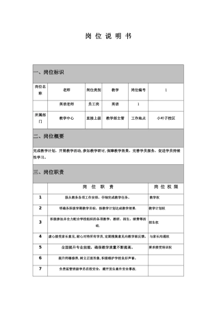 英语教师岗位说明-