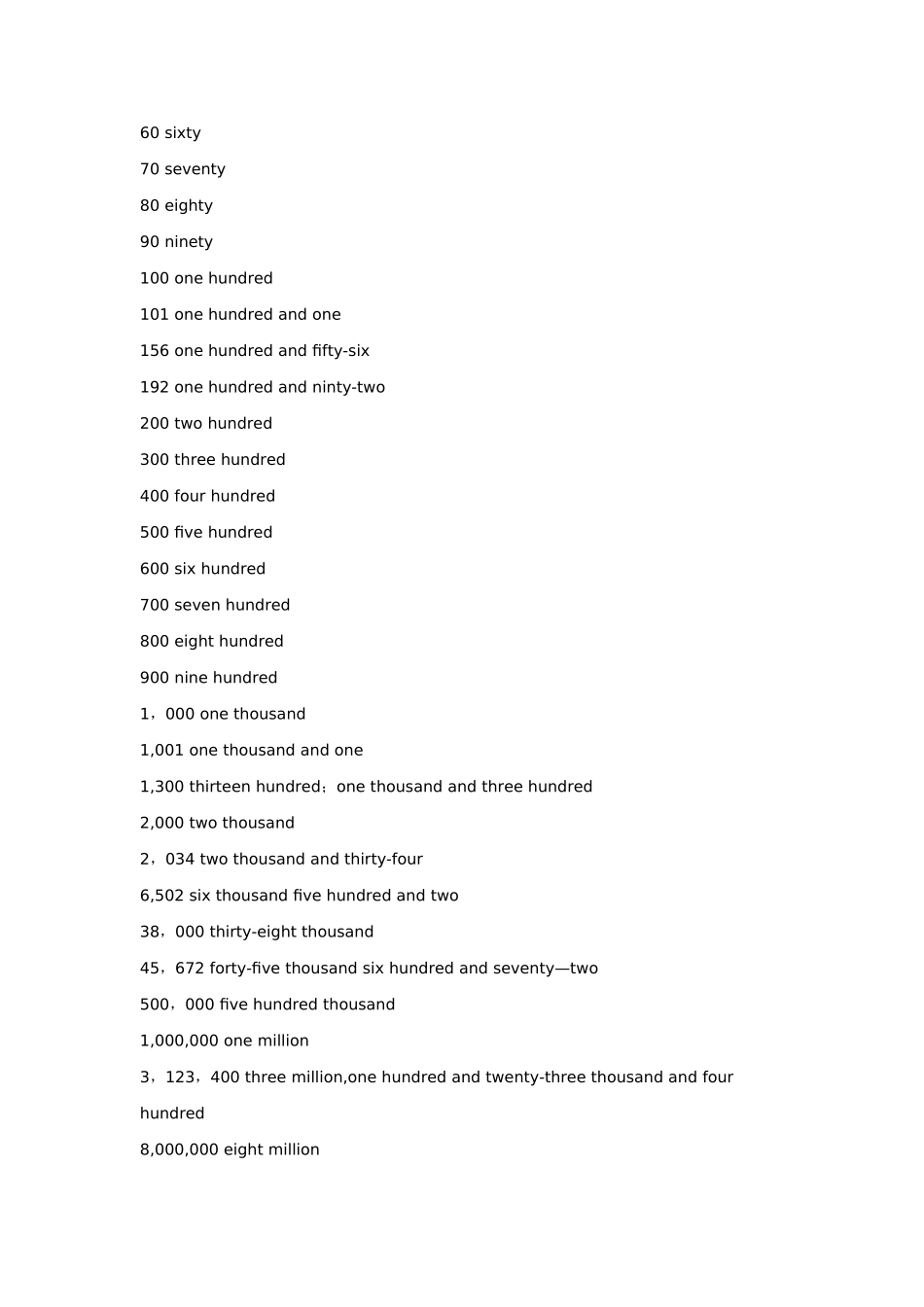 英语数字表达_第2页