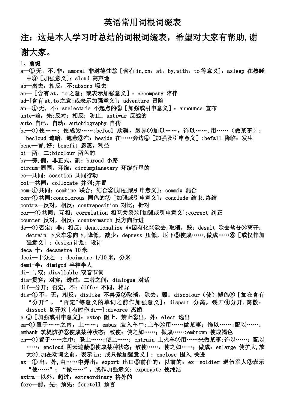英语词根词缀表_第1页