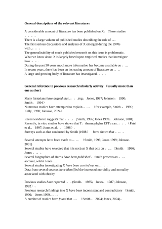 英语论文文献综述(描述研究现状)