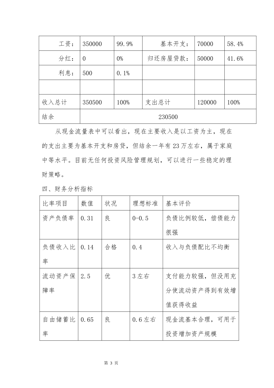 理财规划专业  中等收入三口之家的理财规划_第3页