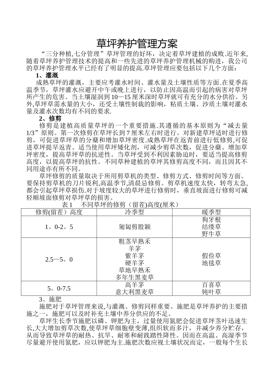 草坪养护管理方案_第1页
