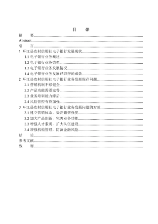 金融学专业环江县农村信用社电子银行业务发展战略研究