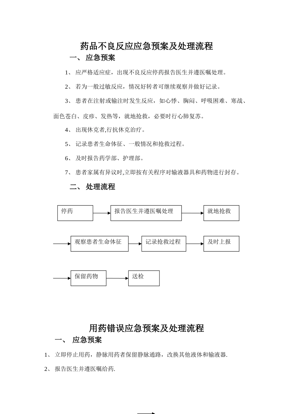 药品不良反应应急预案及处理流程_第1页