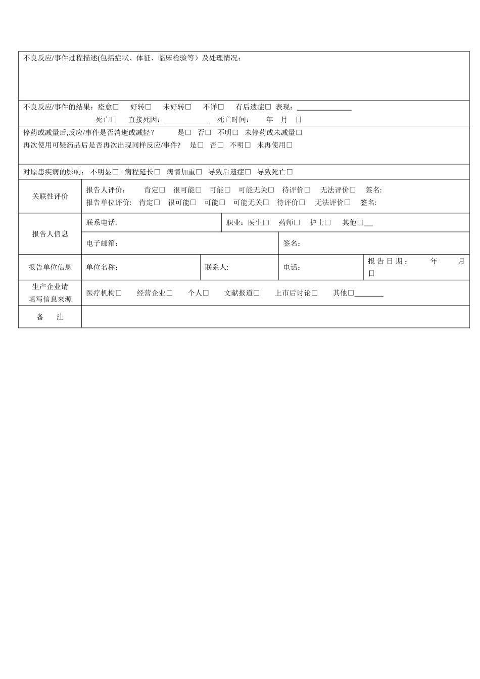 药品不良反应报告表模板_第3页