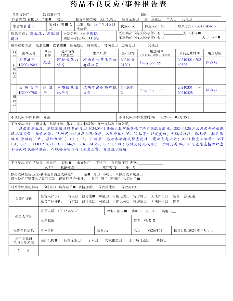 药品不良反应报告表_第1页