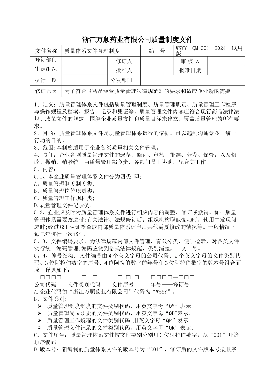 药品批发企业新版GSP制度修改_第1页