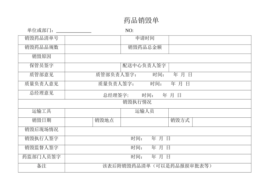 药品报损审批表+销毁表_第2页