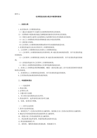 药品注册管理办法附件2-化学药品注册分类及申报资料要求