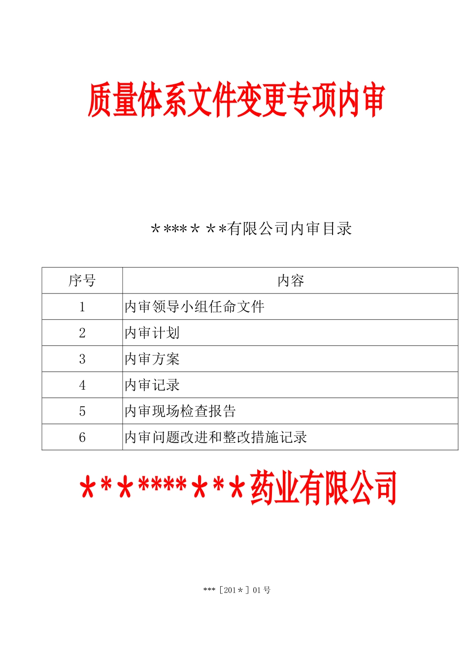 药品经营医药公司GSP专项内审质量体系文件变更内审_第1页