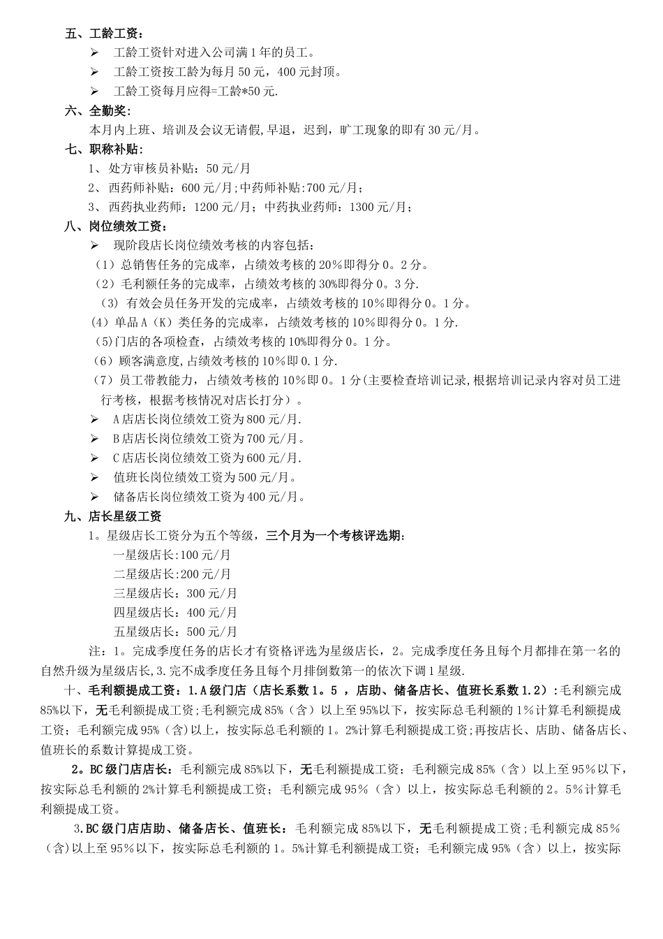 药店店长岗位薪资及绩效考核方案_第2页