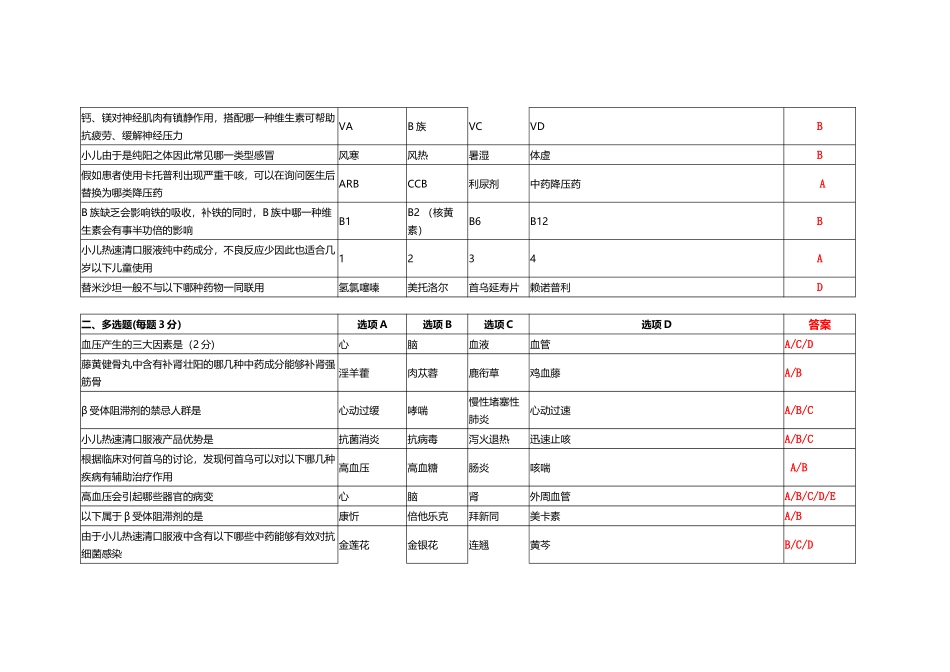 药店营业员专业知识考试_第3页