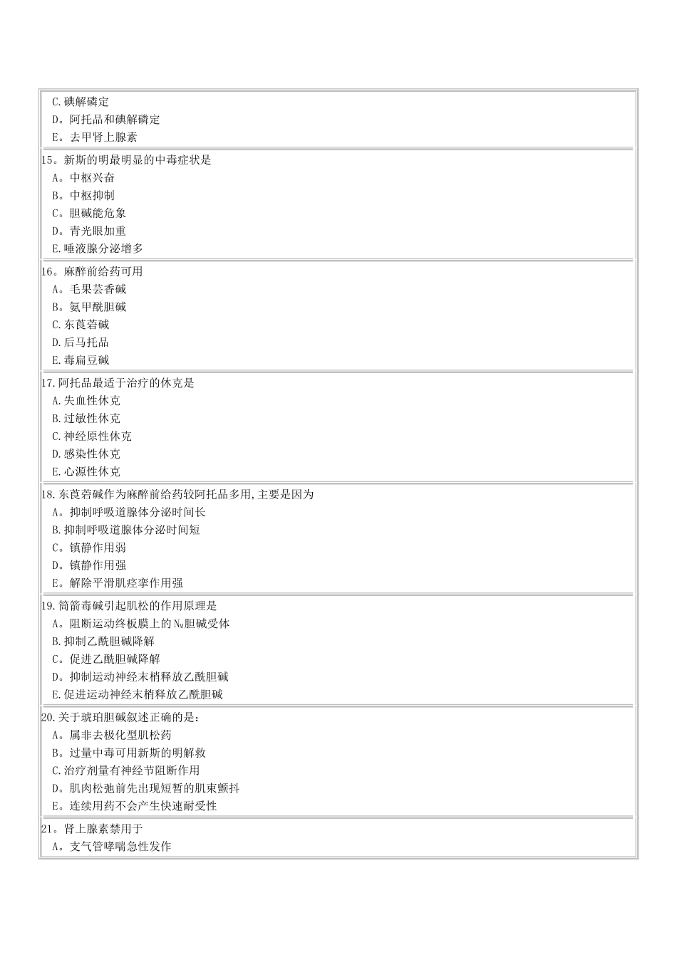 药理学期末考试复习题_第3页