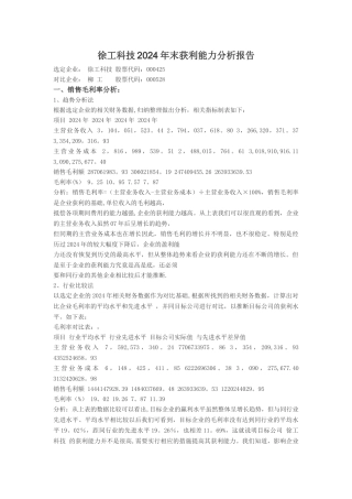 获利能力分析报告
