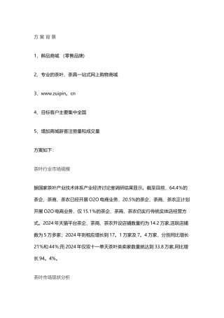 获奖方案：一份完整的电商行业网络营销方案