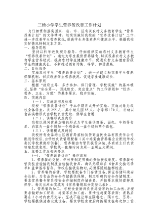 营养餐工作计划