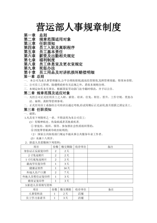 营运部人事规章制度