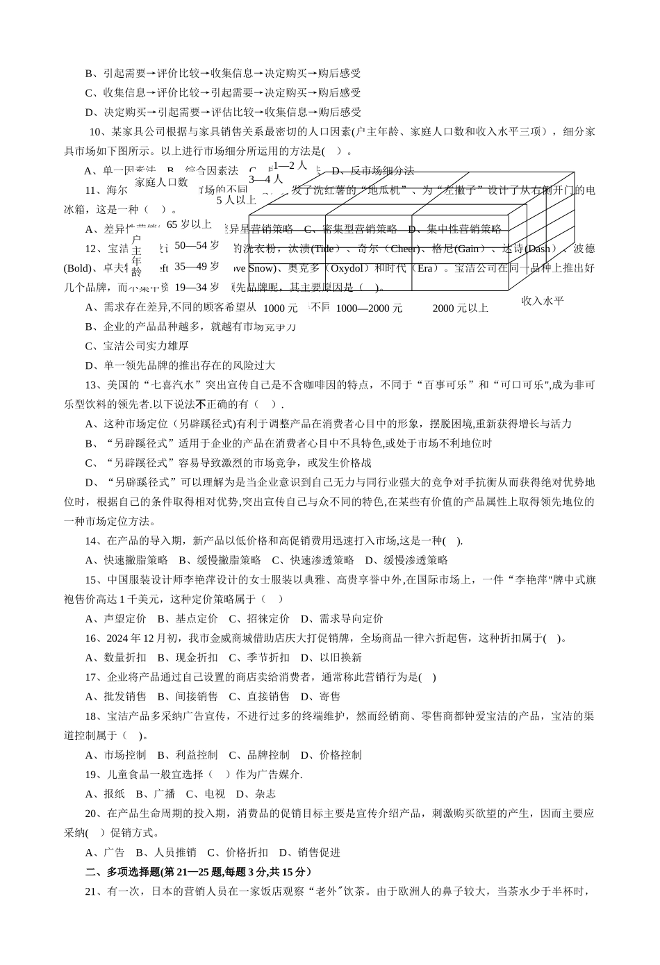 营销23、24班《市场营销学》试卷_第2页