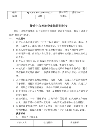 营销中心差旅费审批、报销制度