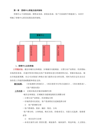 营销中心职能及组织架构