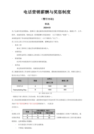 营销人员薪酬与奖惩制度