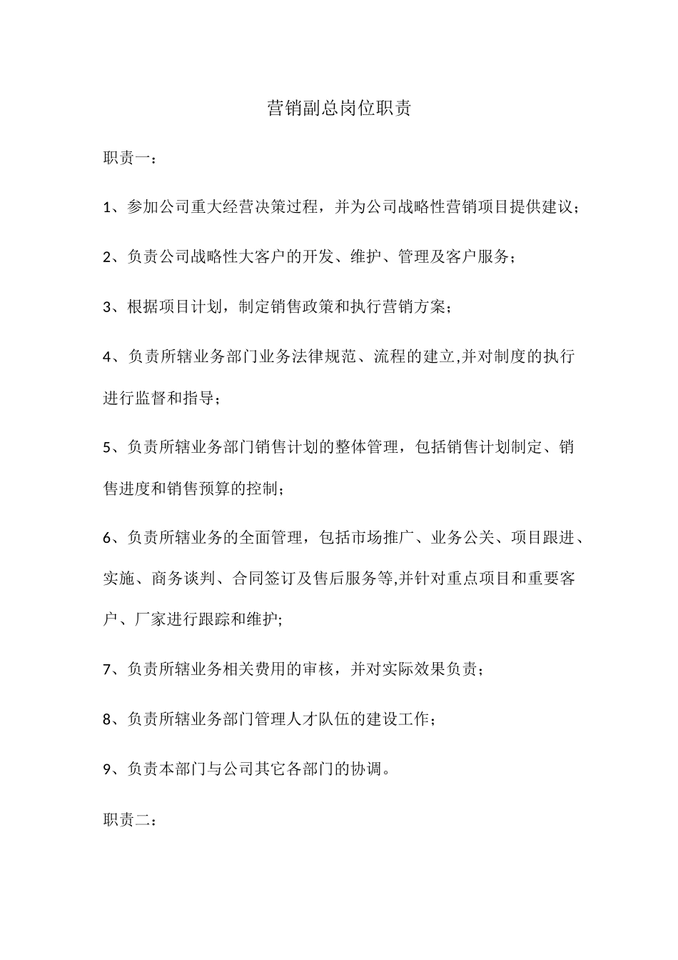 营销副总岗位职责_第1页