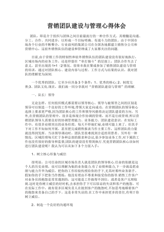 营销团队建设与管理心得体会-张浩