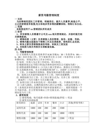 营销团队薪资考勤管理制度