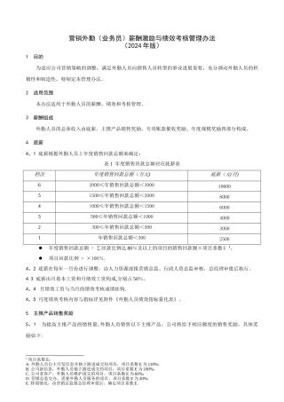 营销外勤薪酬激励与绩效考核管理办法