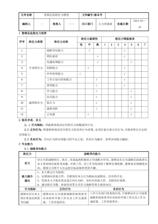 营销总监胜任力模型