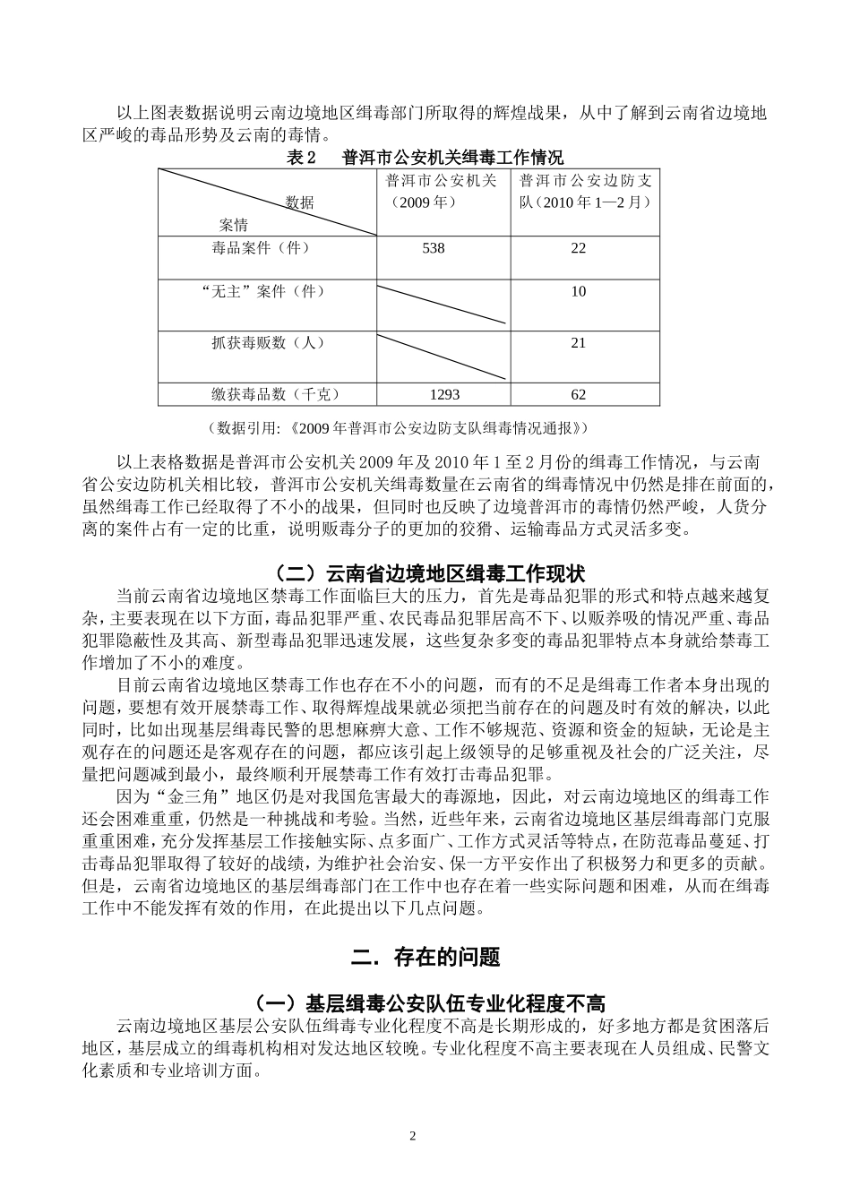 禁毒学专业 云南省边境地区缉毒工作存在问题及对策_第3页