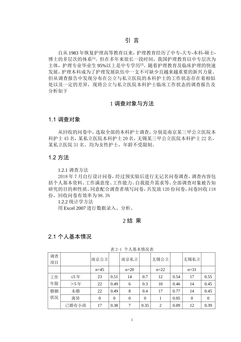 临床医学专业  公立与私立医院本科护士临床工作状态的调查分析_第3页