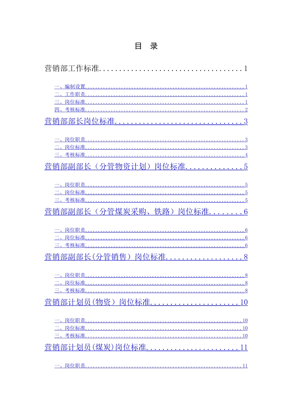 营销部岗位工作标准_第1页