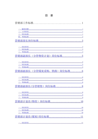 营销部岗位工作标准