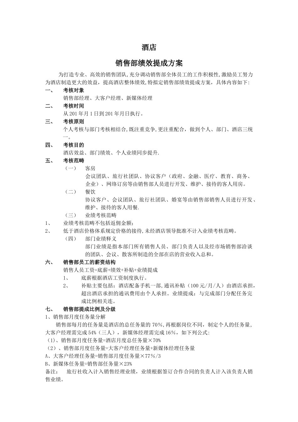 营销部提成方案修改_第1页
