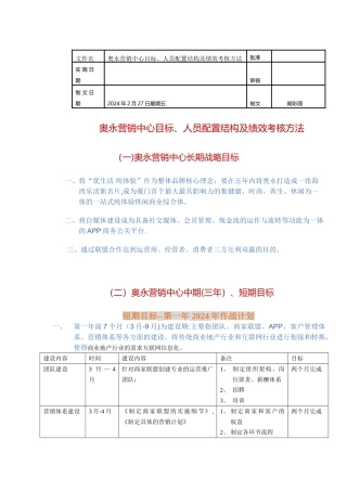 营销部目标、人员配置结构及绩效考核方法