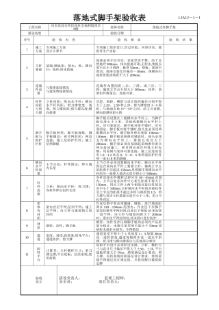 落地式脚手架验收表