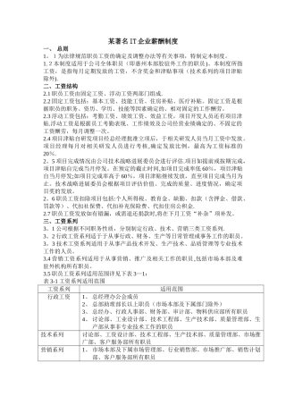 著名IT企业薪酬管理制度