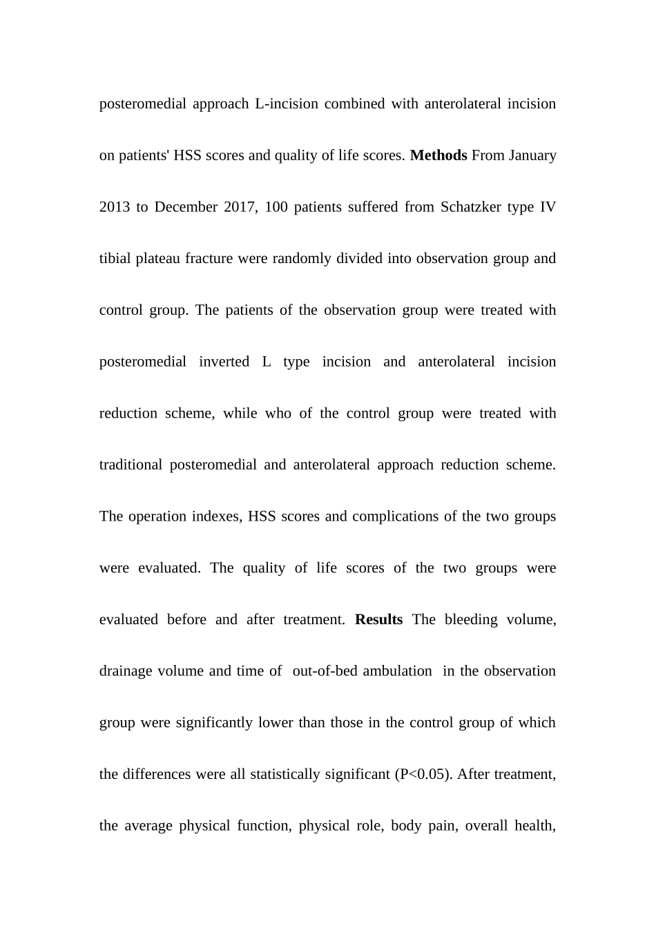 临床医学专业 良后内侧切口入路与前外侧入路复位治疗胫骨平台骨折的效果及对HSS评分、生活质量评分的影响差异_第3页