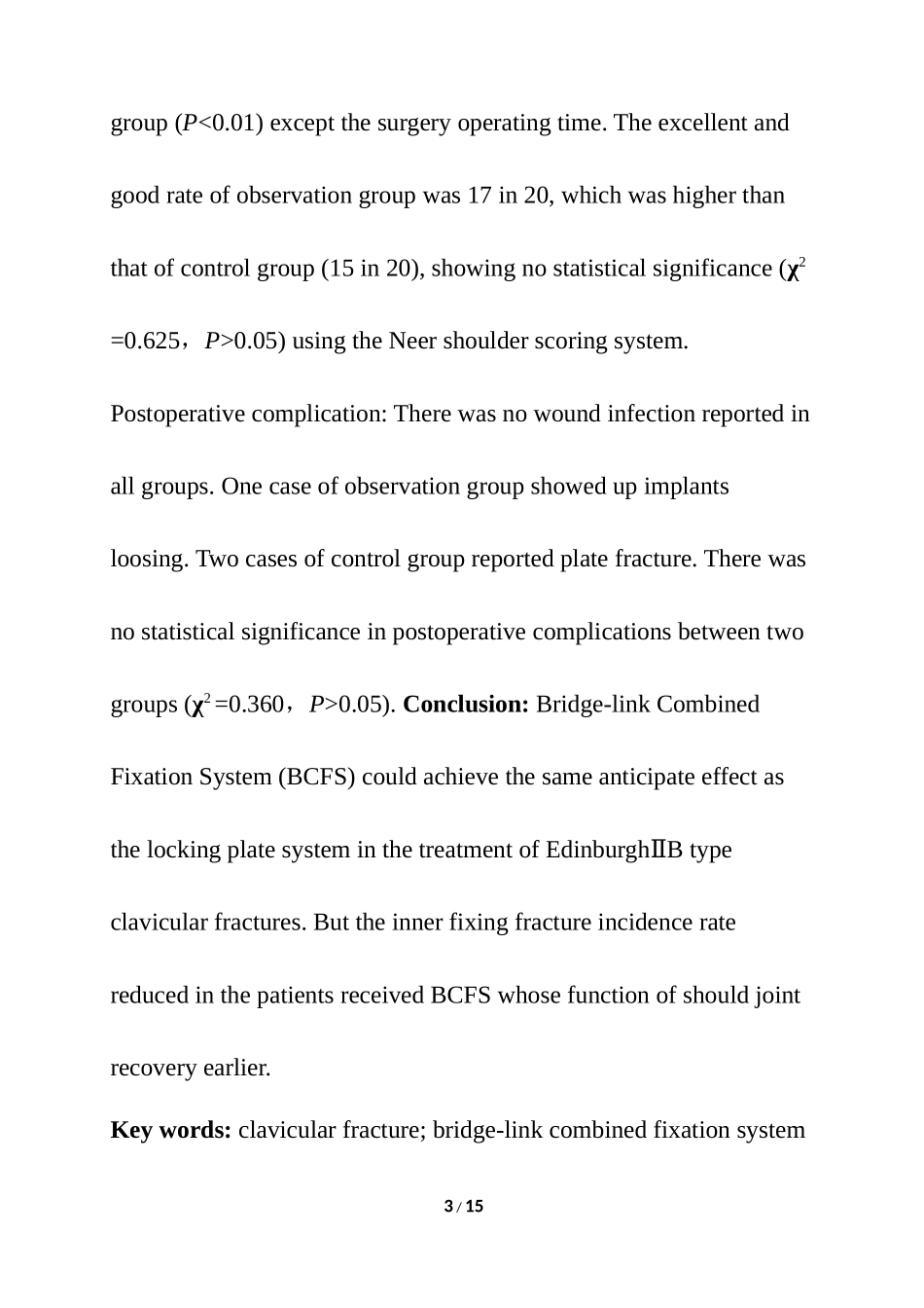 临床医学专业 桥接组合式内固定系统治疗EdinburghⅡB型锁骨骨折的疗效_第3页
