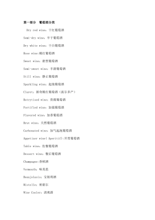 葡萄酒基础专业词汇中英文对照