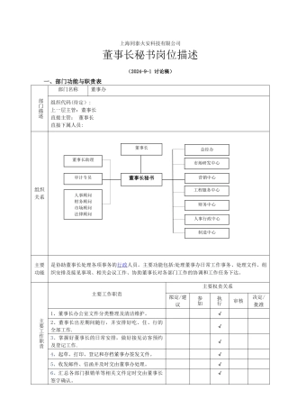 董事长秘书岗位说明书