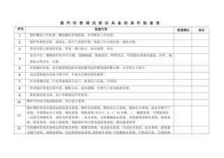 蒸汽吹管调试前的条件检查表