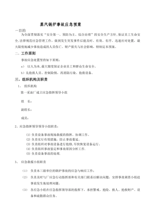 蒸汽锅炉事故应急救援预案